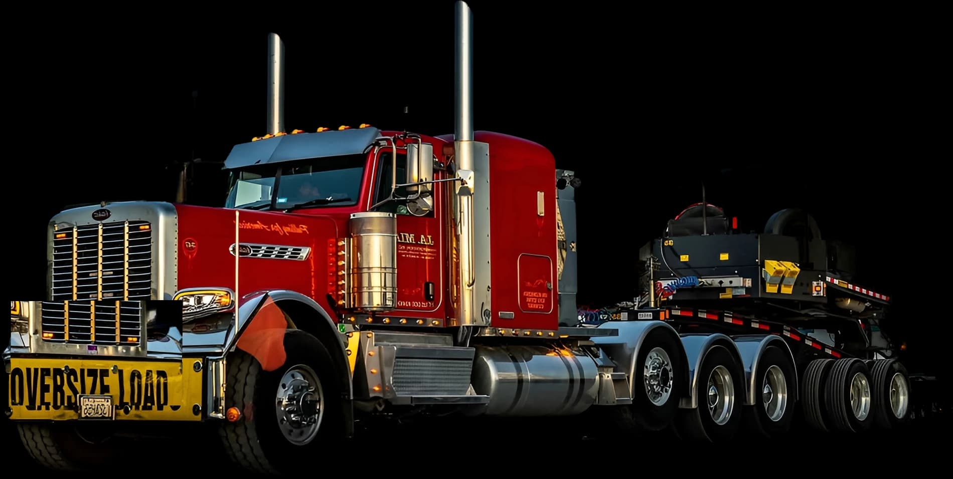 Camión Peterbilt con remolque de plataforma